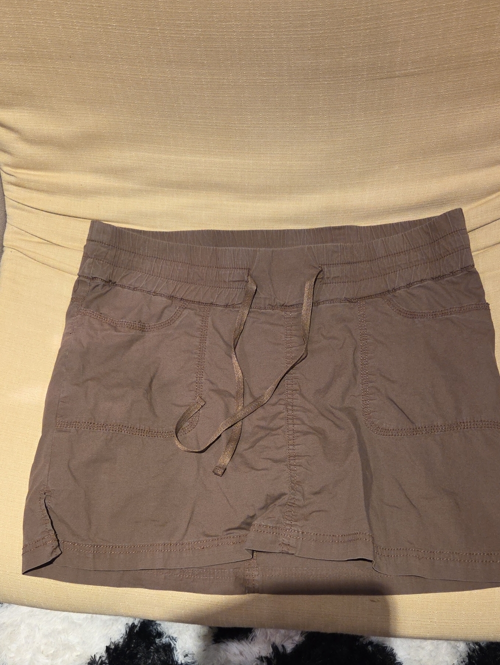 Thyme Maternity Brown Drawstring Skort